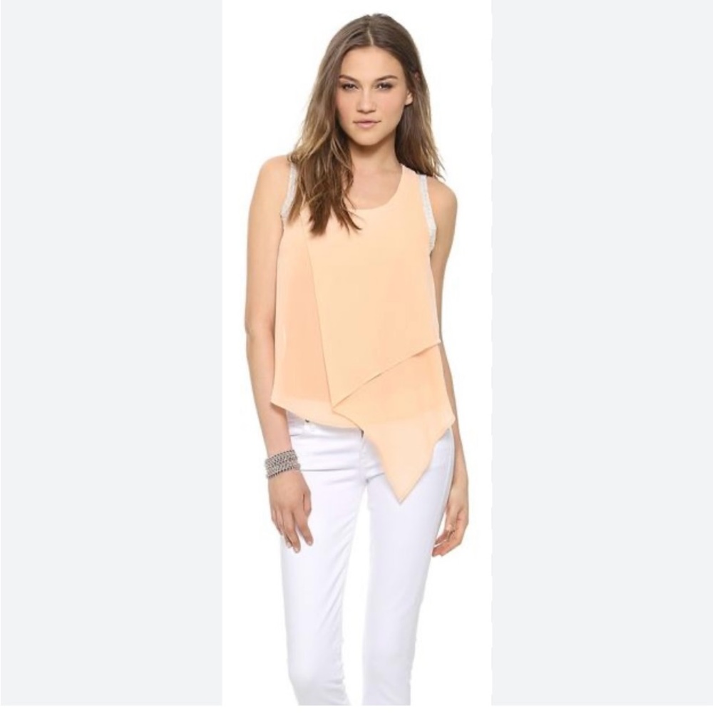 Elegant Peach Sleeveless overlay top